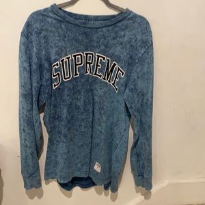 Supreme spellout Navy dye look long sleeve